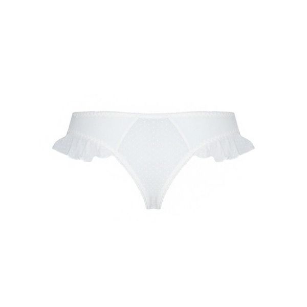Трусики в горошок, з рюшами та шнурівкою Passion FATIN THONG, white SO5343 фото