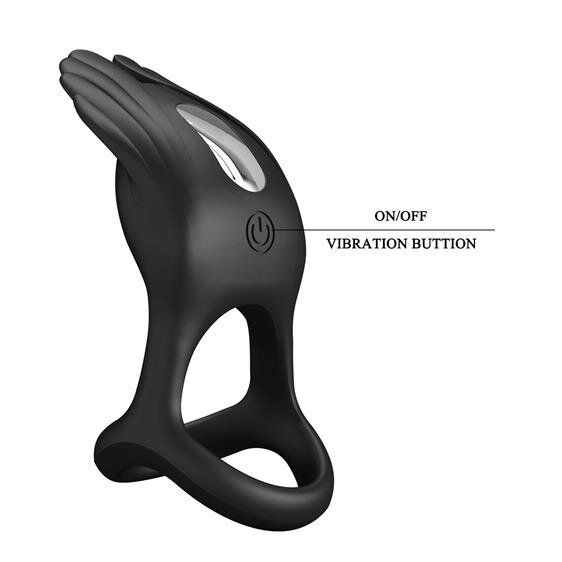 Ерекційне кільце Pretty Love Silas Vibrant Penis Ring Black 6603BI-210318 фото
