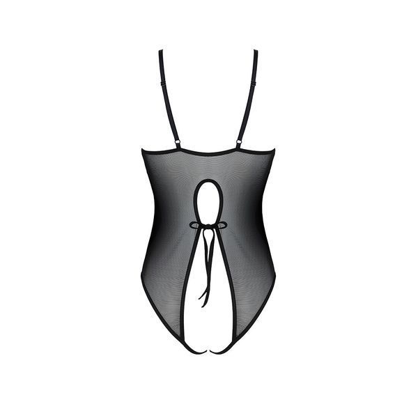 Боді з ажурним декором та відкритим кроком Passion URSULA BODY, black SO5830 фото