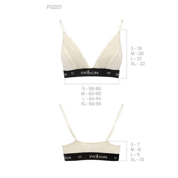 Еластичний топ з мереживом Passion PS001 TOP XL, ecru SO4181 фото
