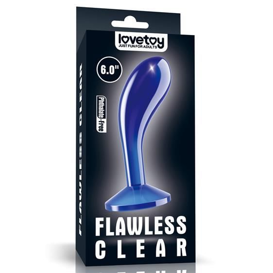 Анальна пробка LoveToy Flawless Clear Prostate Plug 6" Blue 6452LV310319 фото