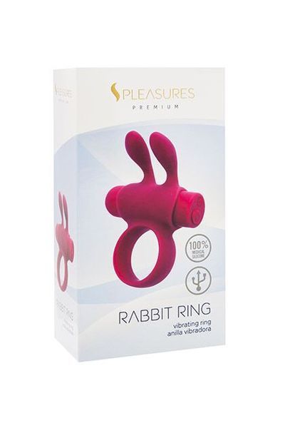 Ерекційне віброкільце S Pleasures Premium Rabbit Ring, рожеве, зі знімною віброкулею та вушками SX1609 фото