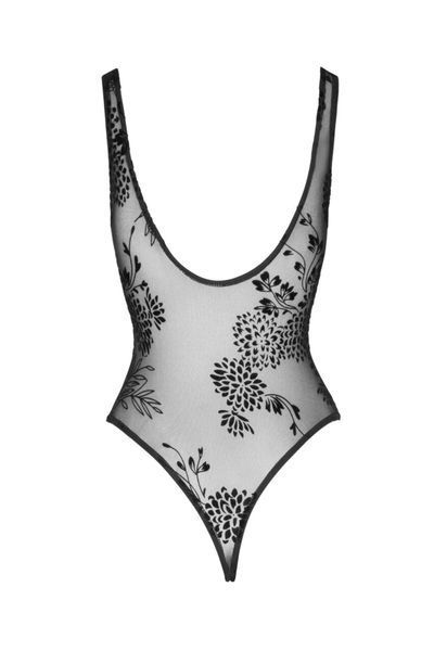 Боді Noir Handmade F242 Tulle body with patterned flock embroidery SX0151 фото