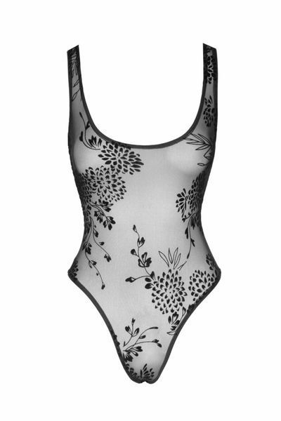 Боді Noir Handmade F242 Tulle body with patterned flock embroidery SX0151 фото