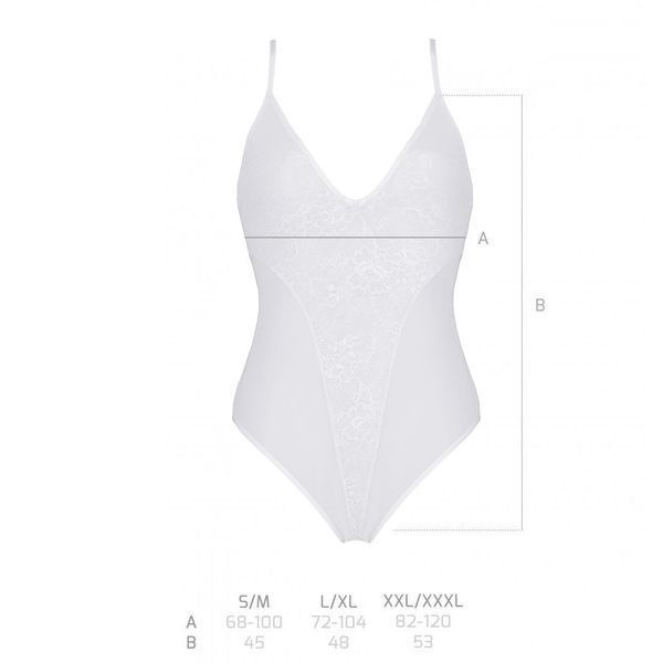 Боді з ажурним декором та відкритим кроком Passion URSULA BODY, white SO5832 фото
