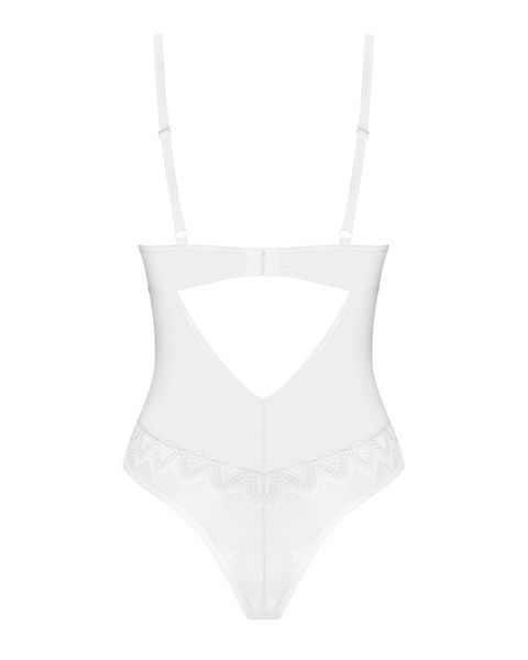 Боді Obsessive Alissium Teddy White, XL 2XL, ліф з м&rsquo;якою чашкою, високі вирізи для ніг SX0594 фото