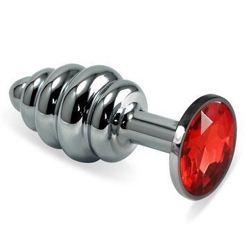 Анальна пробка LoveToy Heavy Metal Anal Plug Silver Rosebud Spiral Red, 3 см 6452LVTOY594 фото
