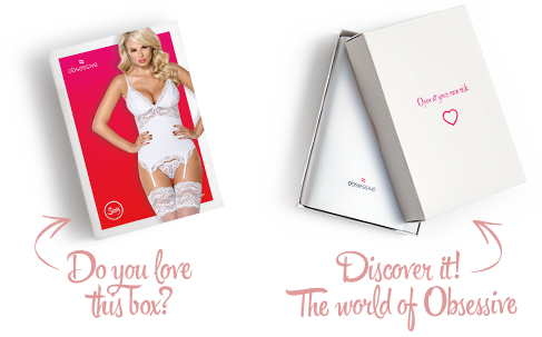 Сатиновий мереживний корсет Obsessive 810-COR-2 babydoll & thong L XL, білий, корсет, танга SO7158 фото