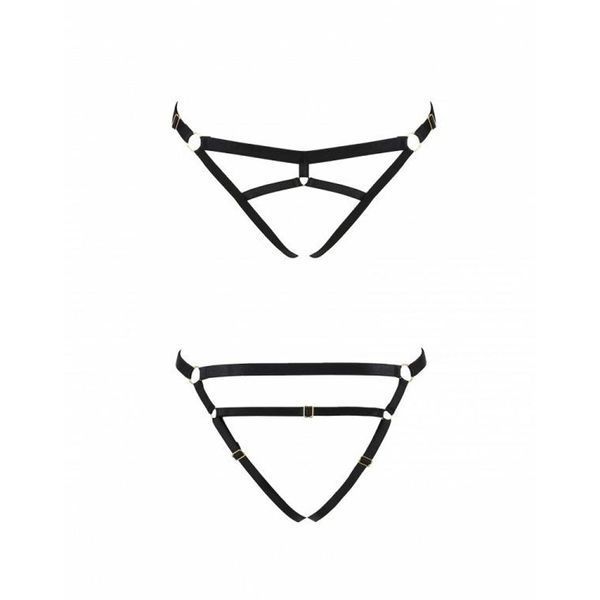 Трусики-стрінги зі стреп Passion Exclusive KELIS THONG, black PS27504 фото