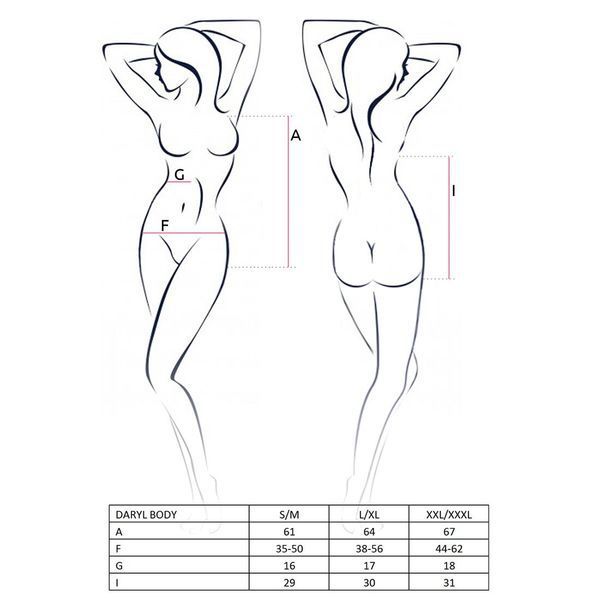 Боді з дуже глибоким декольте Passion DARYL BODY L XL, black EL14801 фото