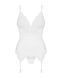 Сатиновий мереживний корсет Obsessive 810-COR-2 babydoll & thong L XL, білий, корсет, танга SO7158 фото 5