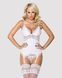 Сатиновий мереживний корсет Obsessive 810-COR-2 babydoll & thong L XL, білий, корсет, танга SO7158 фото 1