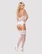 Сатиновий мереживний корсет Obsessive 810-COR-2 babydoll & thong L XL, білий, корсет, танга SO7158 фото 4