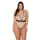 Боді Passion VIENA BODY 6XL 7XL, beige, контрастне, бантики, вставка-сітка, відкриті сідниці SO7111 фото 1