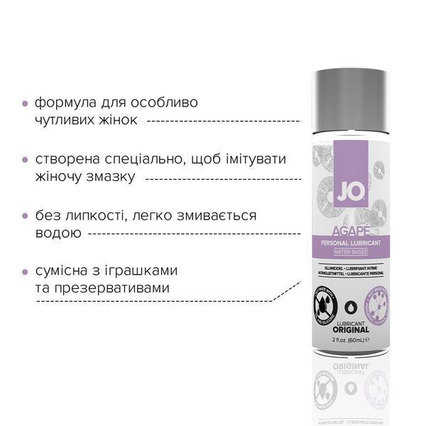 Лубрикант на водній основі JO AGAPE - ORIGINAL (60 мл) SO1685 фото