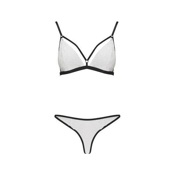 Комплект білизни Passion ORIHIME SET, white, стрепи, ліф і трусики EL16408 фото