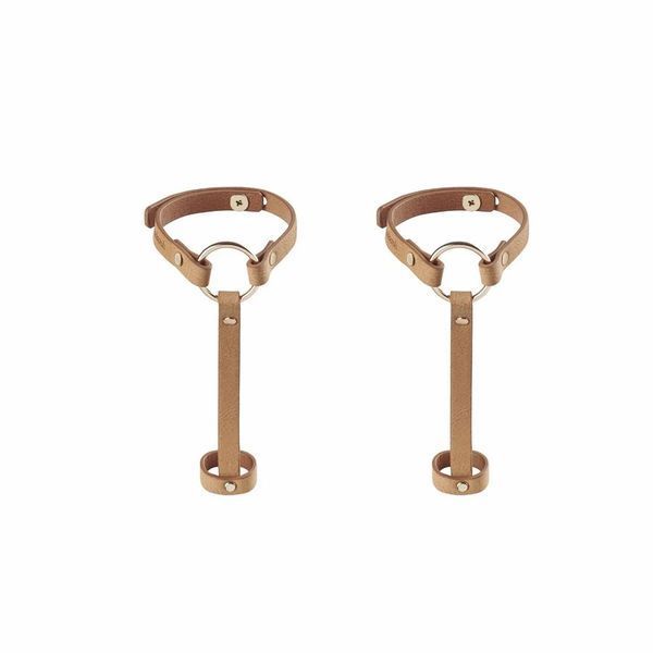 Пара браслетів на зап'ясті і палець Bijoux Indiscrets MAZE Hand Bracelet Harness Brown, екошкіра SO5944 фото