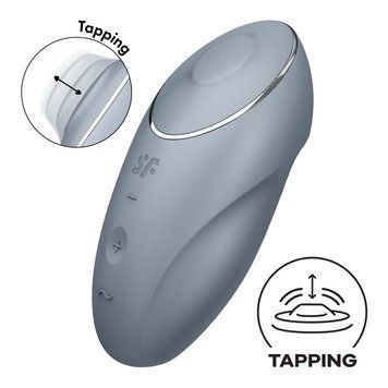 Вібростимулятор-пульсатор Satisfyer Tap & Climax 1 Bluegrey, ефект постукування пальцем, 2 мотори SX0568 фото