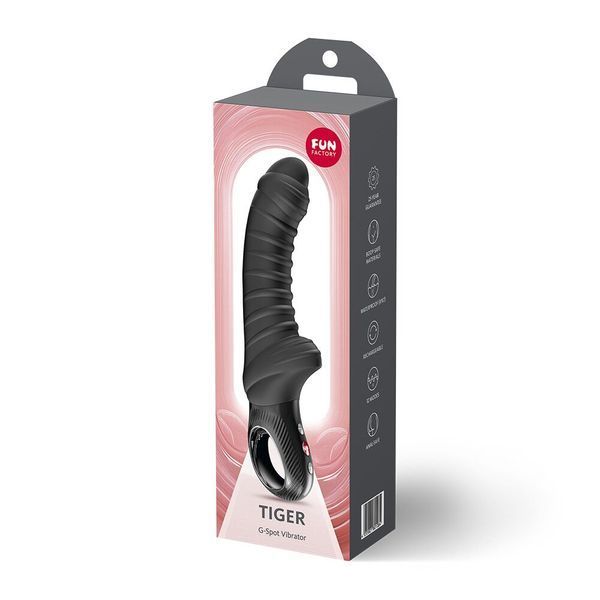 Вібратор для точки G Fun Factory TIGER Black, ребристий, підходить для анальної стимуляції SX4307 фото