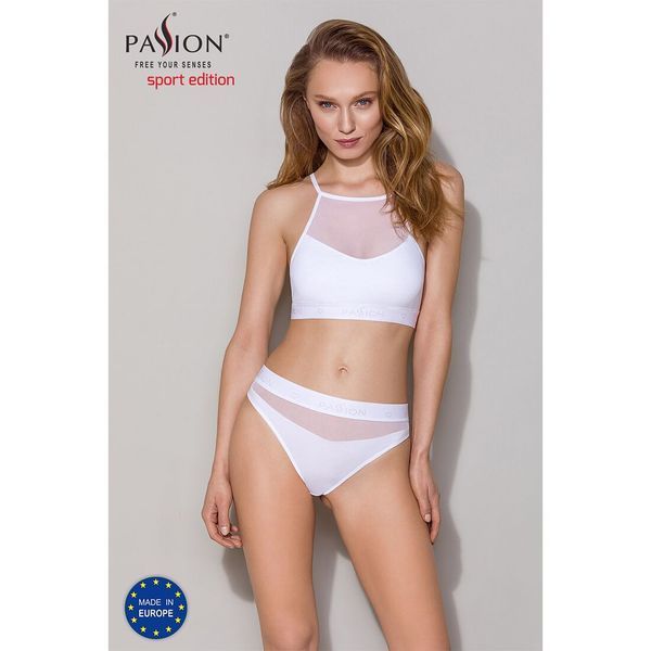 Трусики з прозорою вставкою Passion PS006 PANTIES XL, white SO4237 фото