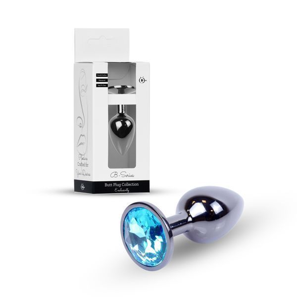 Анальна пробка Boys of Toys Jewellery Dark Silver PLUG- Light Blue, d - 2,7 см. 62530064-00031 фото