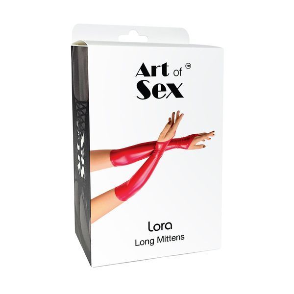 Вінілові міттинки Art of Sex - Lora довгі, размер L, колір чорний SO7349 фото