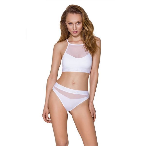 Трусики з прозорою вставкою Passion PS006 PANTIES XL, white SO4237 фото