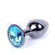 Анальна пробка Boys of Toys Jewellery Dark Silver PLUG- Light Blue, d - 2,7 см. 62530064-00031 фото 1