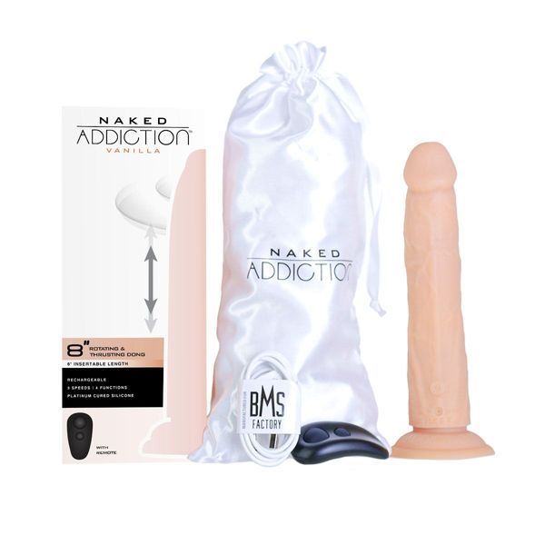 Фалоімітатор з ротацією та пульсацією Naked ADDICTION 8&Prime; Rotating & Thrusting Dong - Vanilla SX3928 фото
