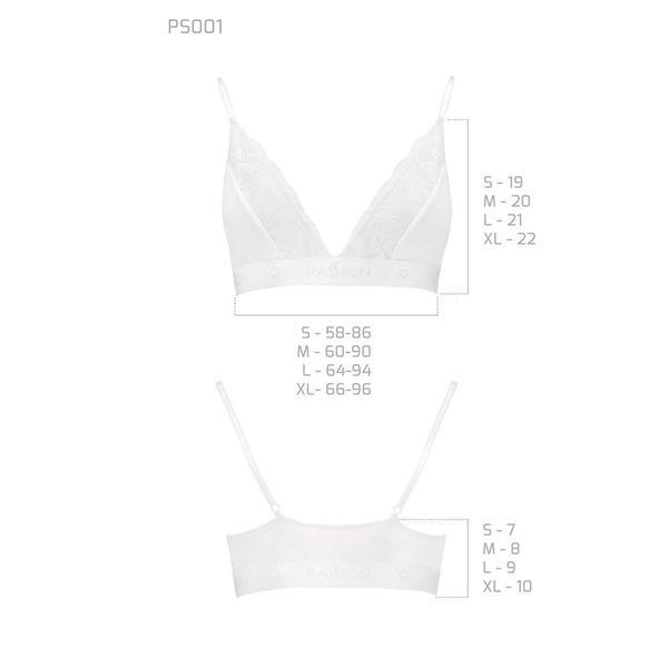 Еластичний топ з мереживом Passion PS001 TOP XL, white SO4189 фото