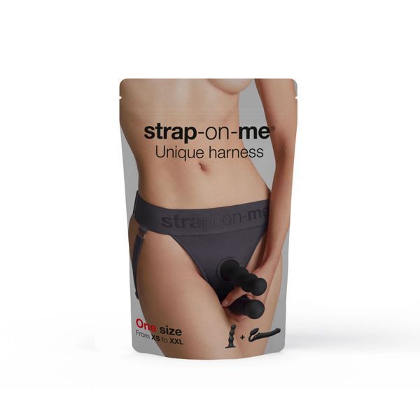 Трусики для страпона Strap-On-Me HARNAIS LINGERIE UNIQUE, One Size, сірі SO9613 фото
