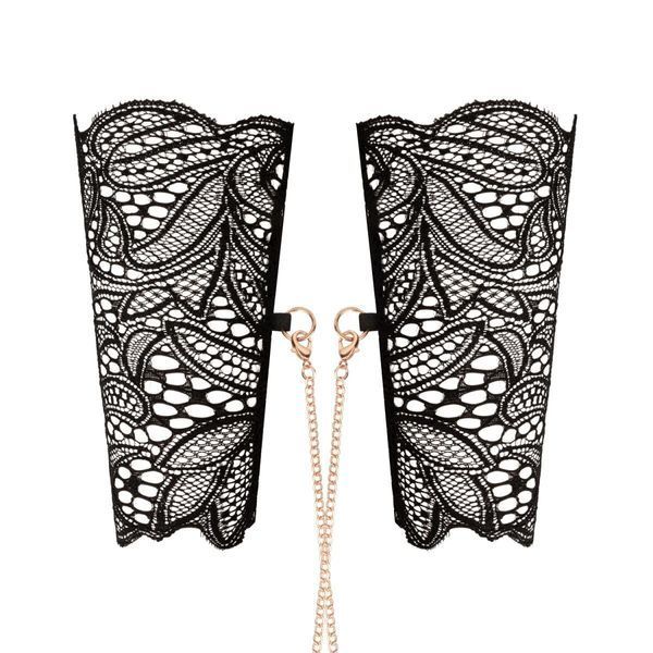 Мереживні наручники та комір Rosy Gold - Lace Cuffs and Collar - Black SX1196 фото