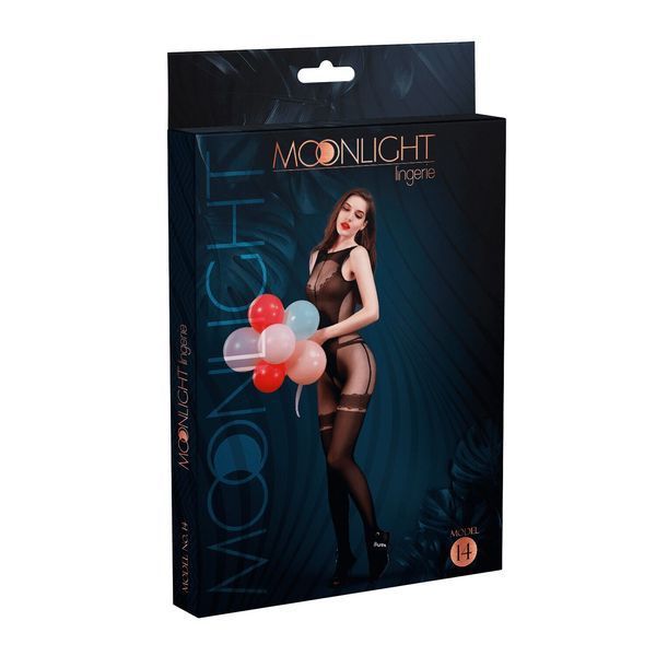 Бодістокінг з доступом Moonlight Model 14 XS-L Black, малюнок боді та панчіх на підв&rsquo;язках SO6346 фото