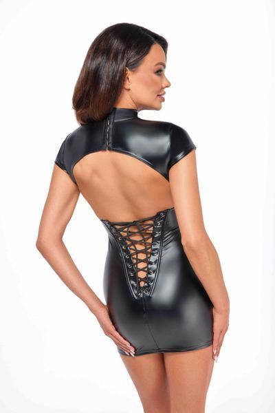 Сукня Noir Handmade F309 Fantasy wetlook mini dress with lace up back - 3XL SX0291 фото