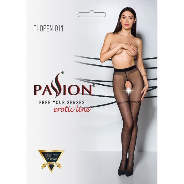 Колготки з відкритим доступом, імітація панчіх Passion TIOPEN 014 (20 den), black SO5822 фото