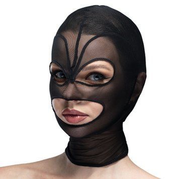 Маска серце сітка з відкритим ротом та очима Feral Feelings - Hearts Mask Black Black SO9322 фото