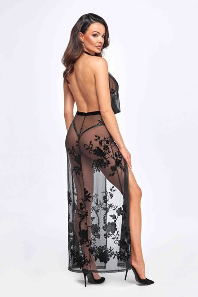 Сукня Noir Handmade F312 Divinity long flocked mesh dress with open back - 3XL SX0309 фото