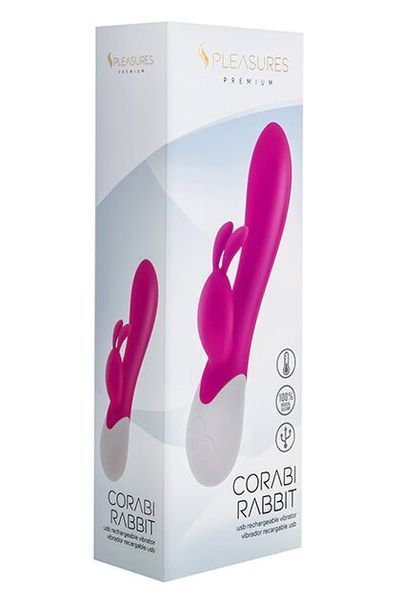 Вібратор-кролик з підігрівом S Pleasures Premium Corabi Rabbit, рожевий SX1617 фото