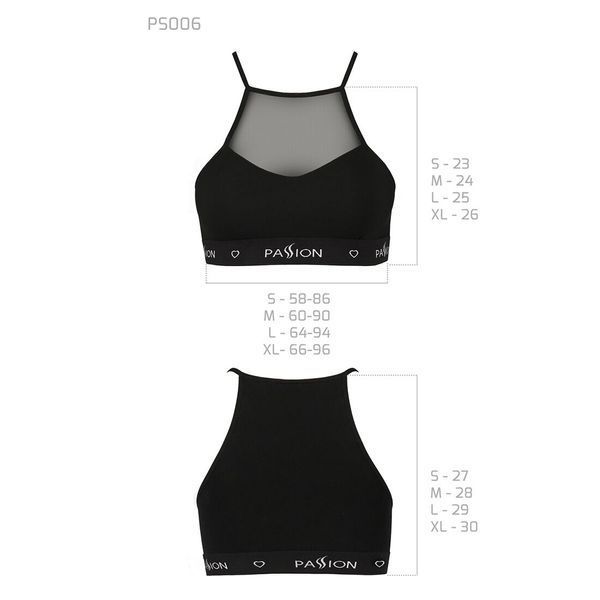 Спортивний топ з прозорою вставкою Passion PS006 TOP XL, black SO4241 фото