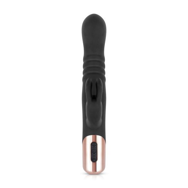 Вібратор-кролик Rosy Gold Rabbit Vibrator With Thrusting Function Black SX3069 фото