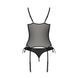 Корсет зі шнурівкою Passion NESSY CORSET XXL XXXL black, стрінги з відкритим доступом, пажі для панч SO8455 фото 4