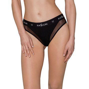 Трусики з прозорою вставкою Passion PS002 PANTIES XL, black SO4193 фото