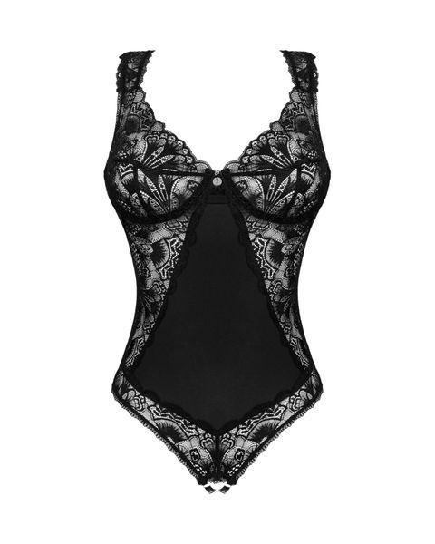 Мереживне боді Obsessive Donna Dream crotchless teddy, відкритий доступ, Black SO8633 фото