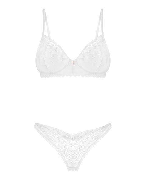 Комплект Obsessive Alissium 2-pcs set, XL 2XL, мереживо, ліф з м&rsquo;якою чашкою, трусики танга SX0603 фото