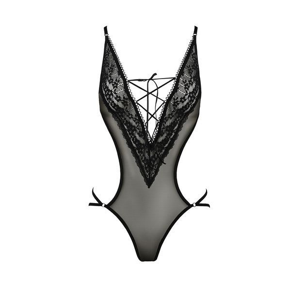 Боді монокіні з декольте Passion ERZA BODY XXL XXXL, black PS26002 фото