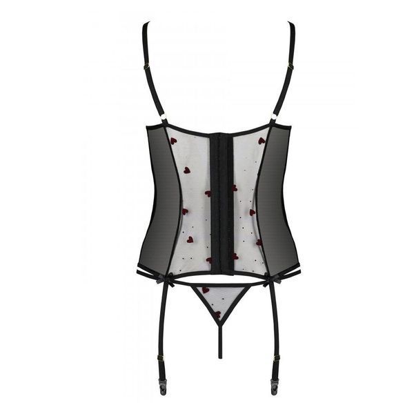 Корсет з підв'язками, стрінги Passion LOVELIA CORSET L XL, black SO4766 фото