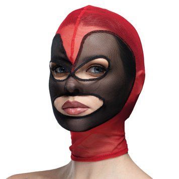 Маска серце сітка з відкритим ротом та очима Feral Feelings - Hearts Mask Red Black SO9325 фото