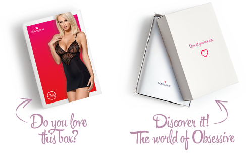 Сатиновий комплект для сну з мереживом Obsessive 828-CHE-1 chemise & thong L/XL SO7171 фото