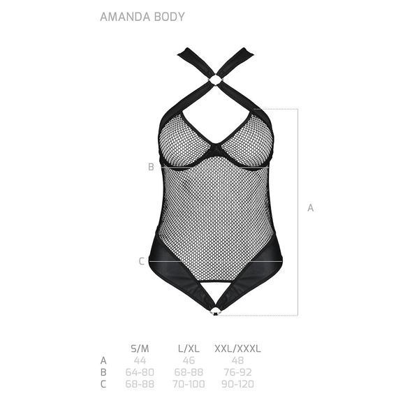 Сітчастий боді з халтером Passion Amanda Body, black SO5316 фото