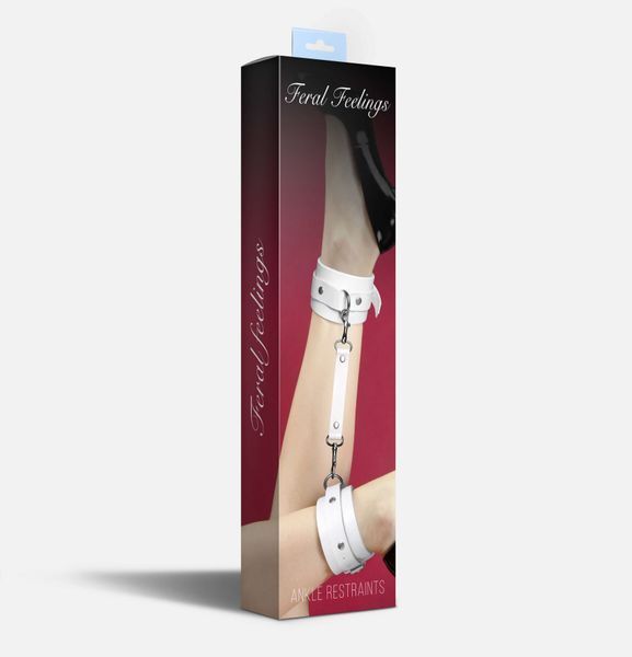 Поножі Feral Feelings - Ankle Restraints White, натуральна шкіра SX3972 фото